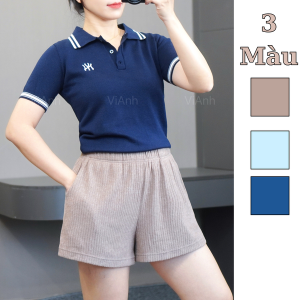 Quần short cạp chun style Âu Mỹ ( D6 nâu / D7 ghi xanh / D8 xanh than )