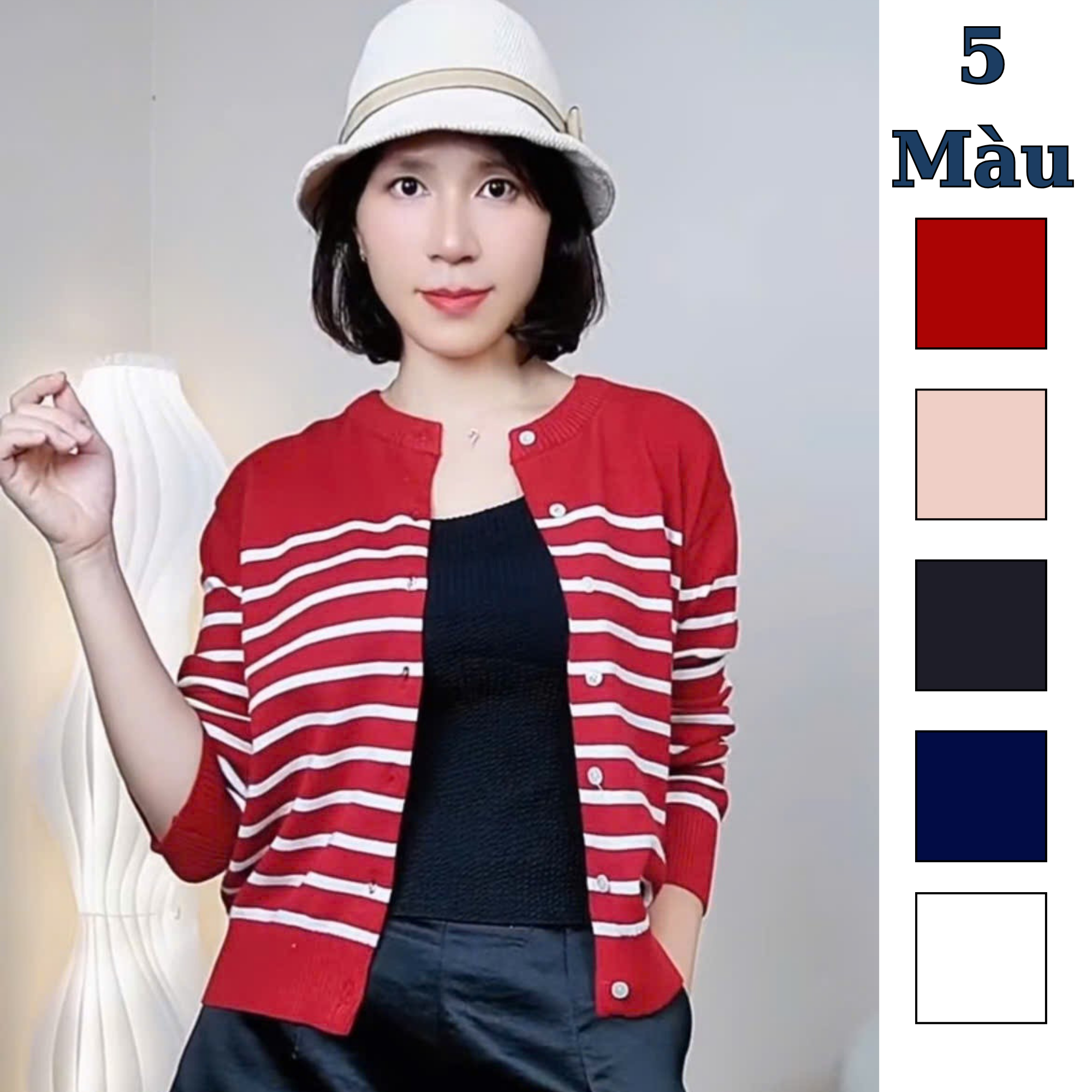 Áo khoác len dài tay kẻ ngang style Hàn H202 H203 H204 H205 H206
