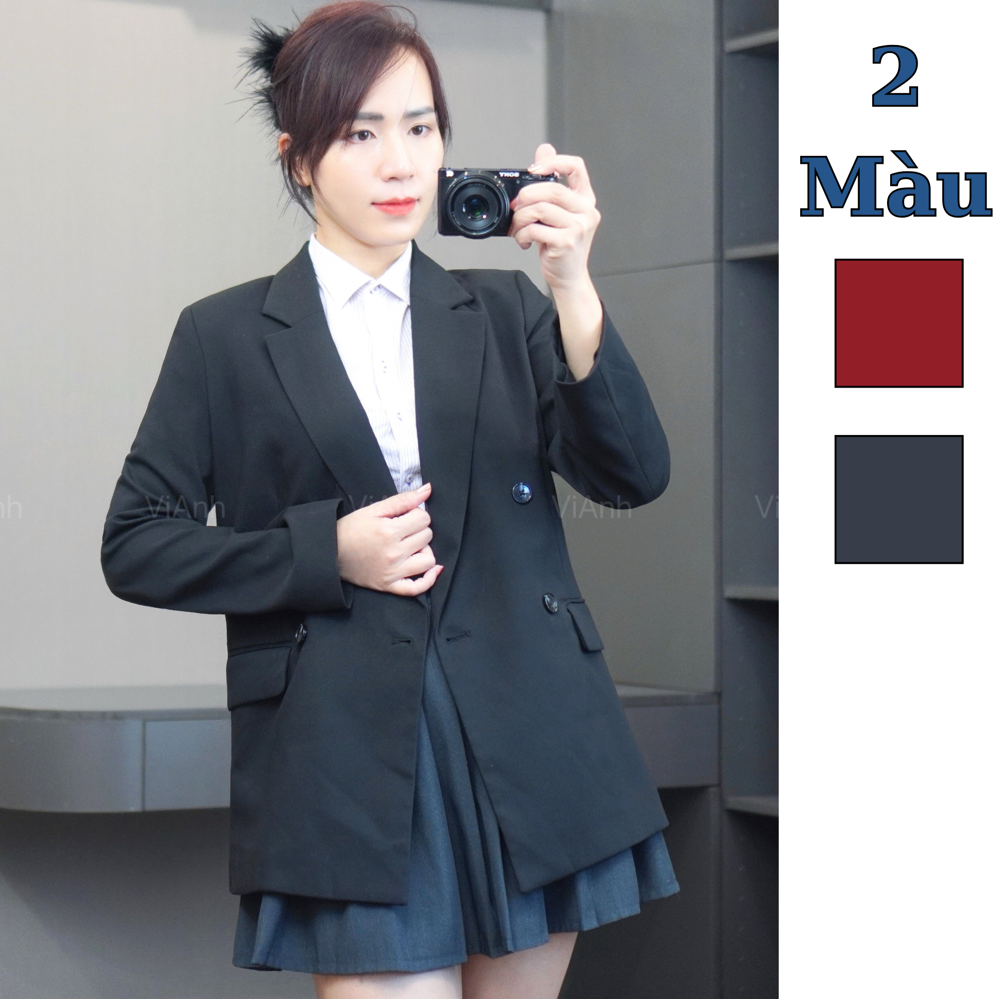 Áo Vest dài tay Style Âu Mỹ H4 Đen / H5 Đỏ