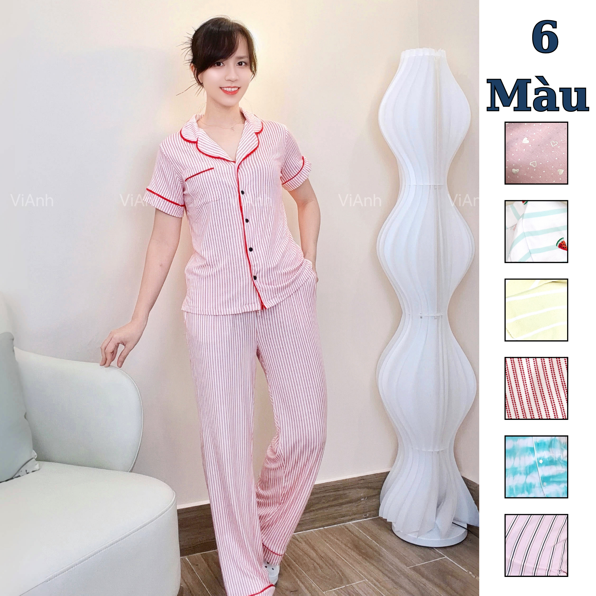 Bộ mặc nhà áo ngắn tay quần dài Vic / D295 D296 D297 D298 D299 D300