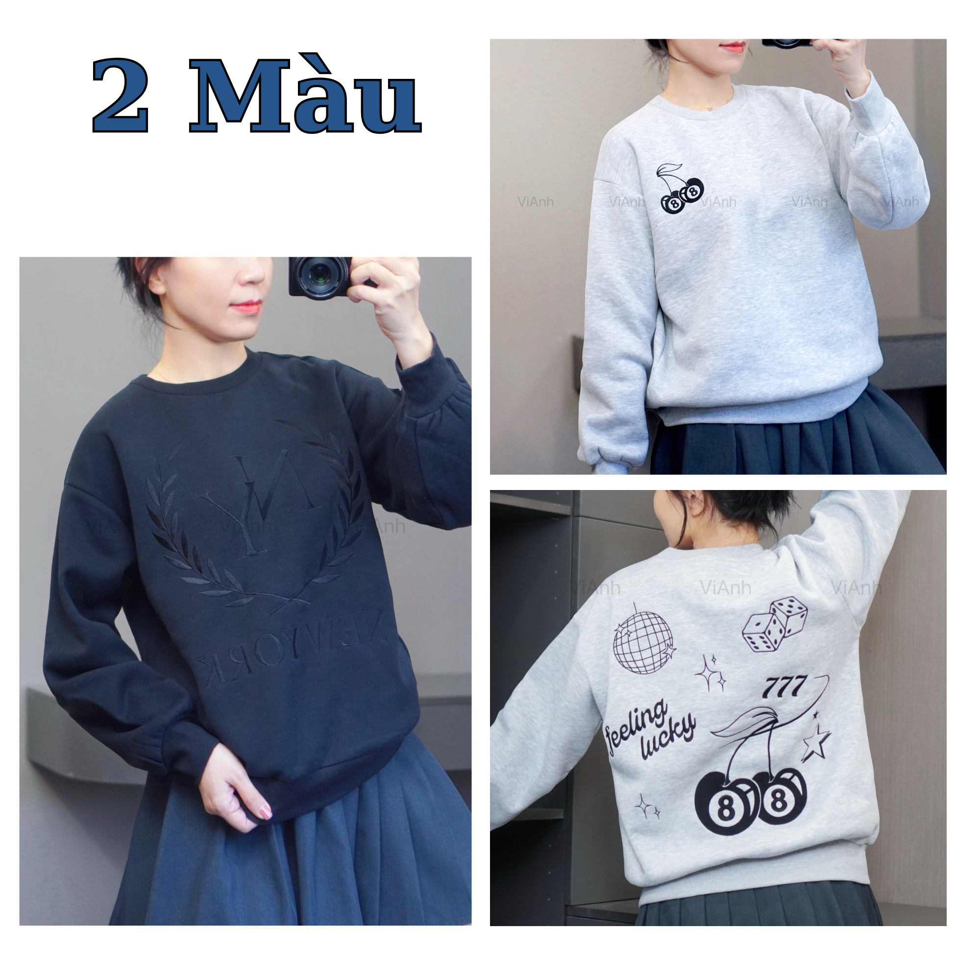 Áo sweater nỉ style Hàn / 2 MÀU