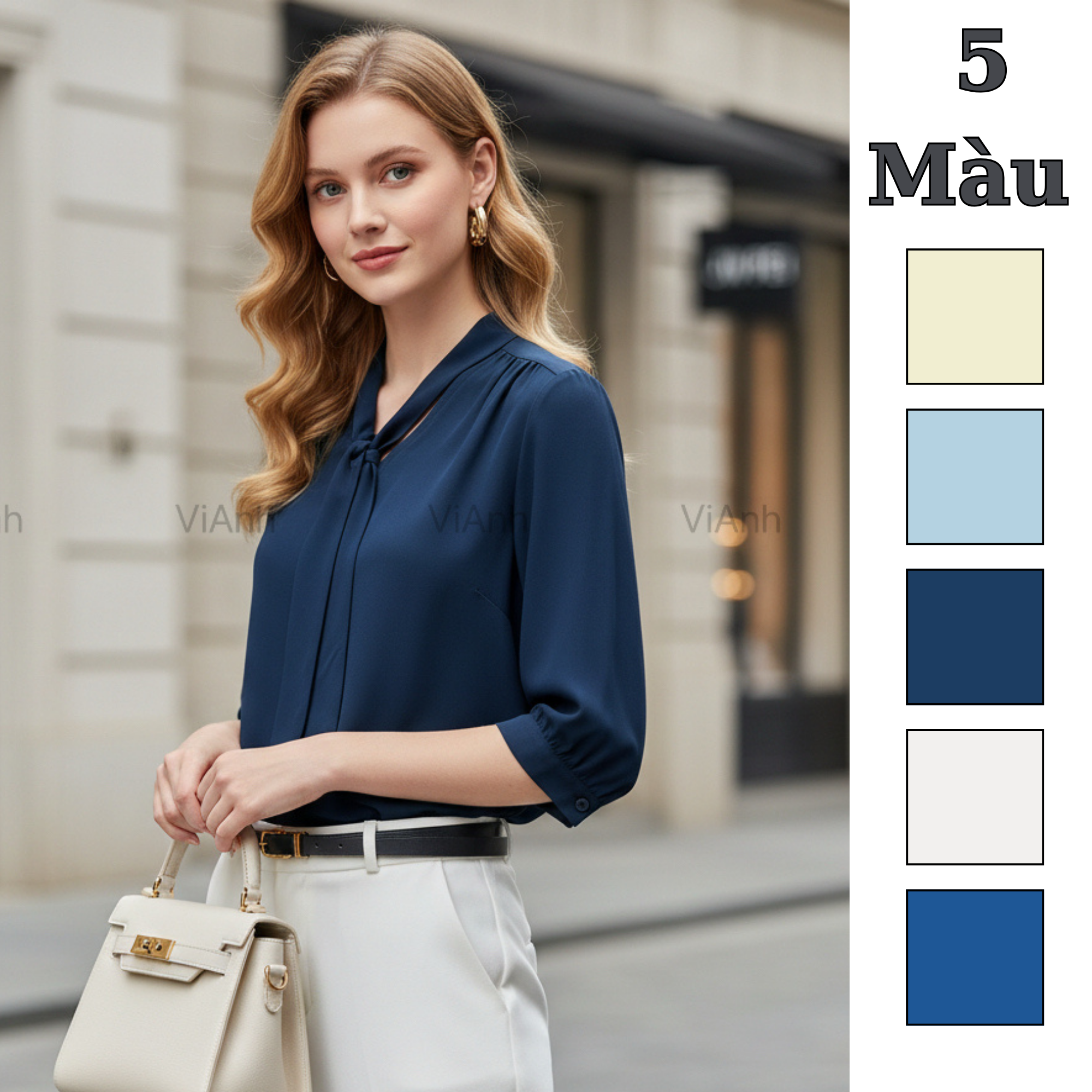 Áo sơ mi cổ nơ stye Hàn / E97 E99 E100 E101 E102