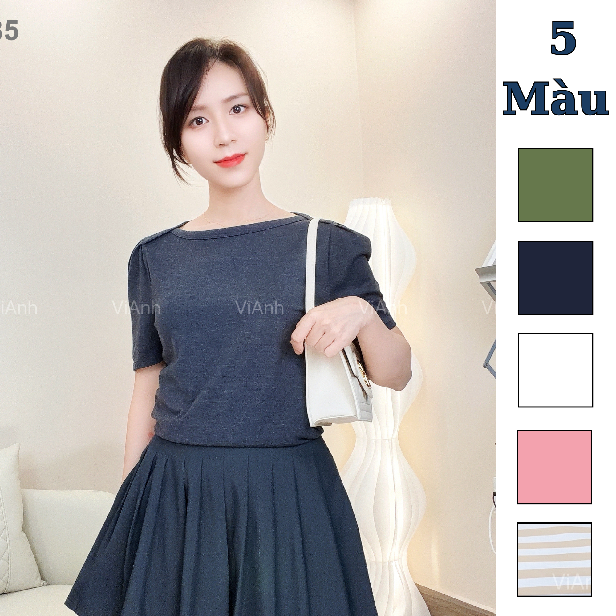 Áo thun ngắn tay cổ thuyền style US / D81 D82 D83 D84 D85 D86