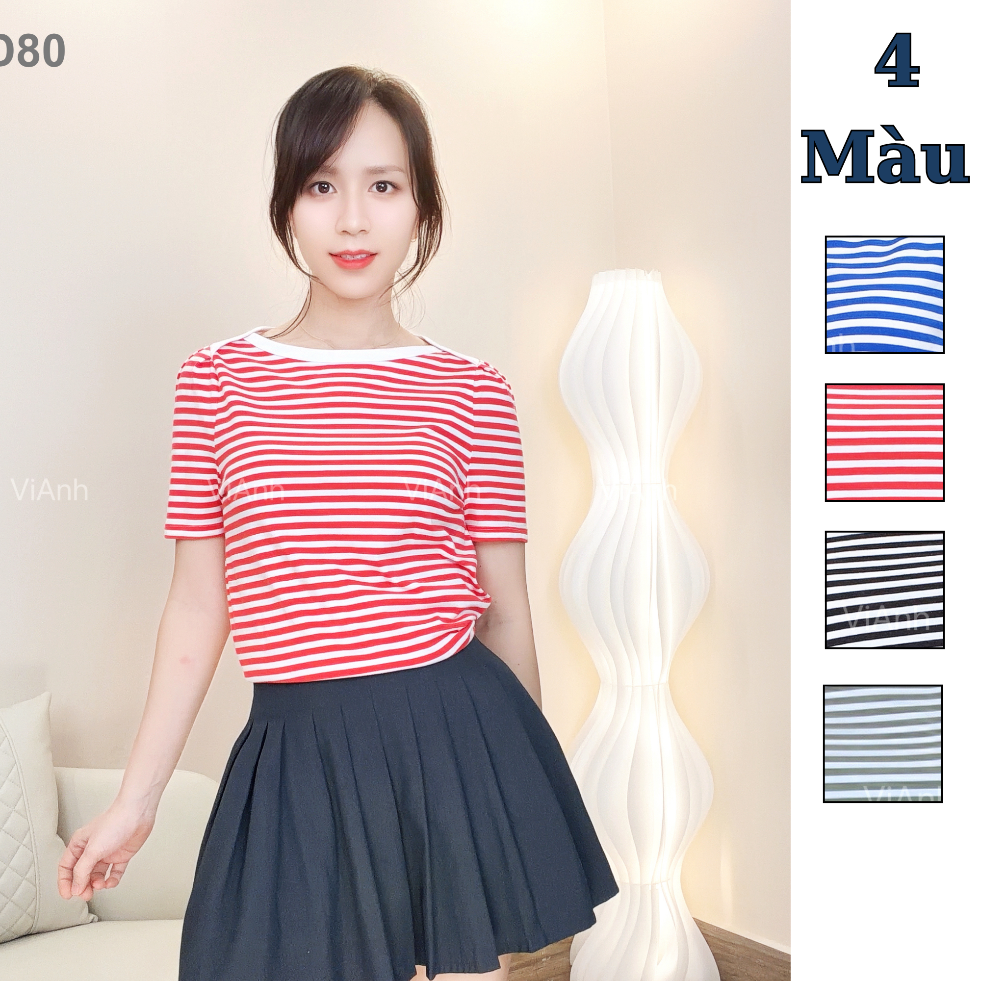 Áo thun ngắn tay cổ thuyền style US / D77 D78 D79 D80