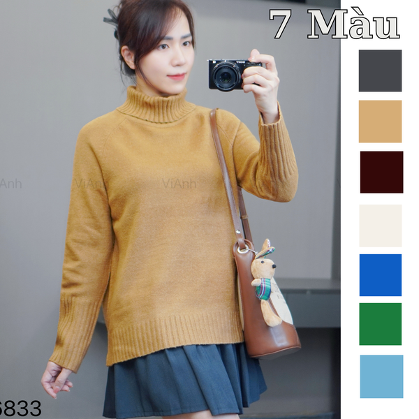 Áo len cao cổ xuất Hàn / V2 xanh than , V3 nâu nhạt , V4 đen , V5 xanh nhạt , V6 nâu đậm , V7 xanh lá , V8 trắng kem , V9 xanh đậm