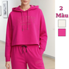 Áo hoodie croptop có mũ style Âu Mỹ / H22 hồng , H23 trắng kem
