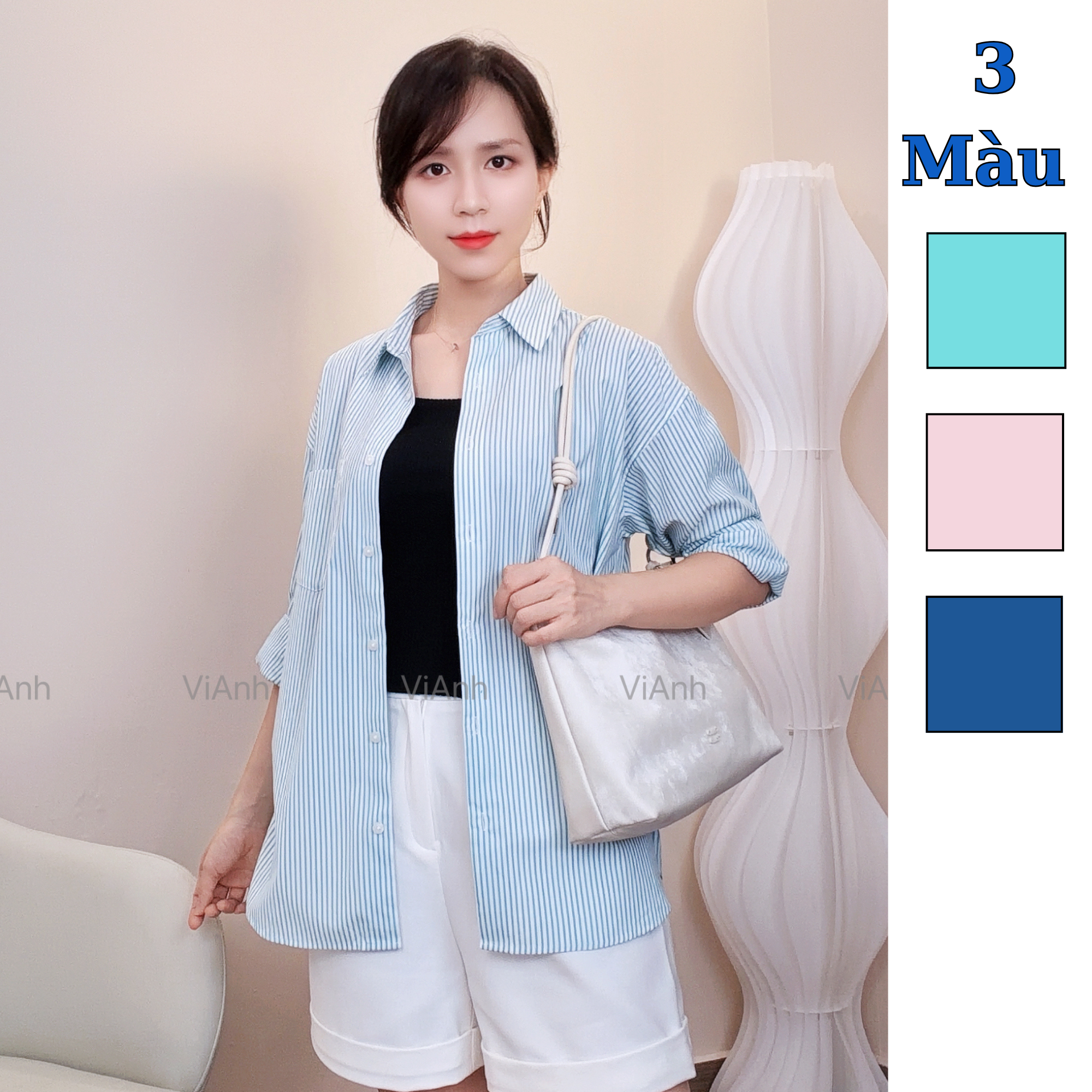 Áo sơ mi kẻ Uni phom rộng / D286 D287 D288