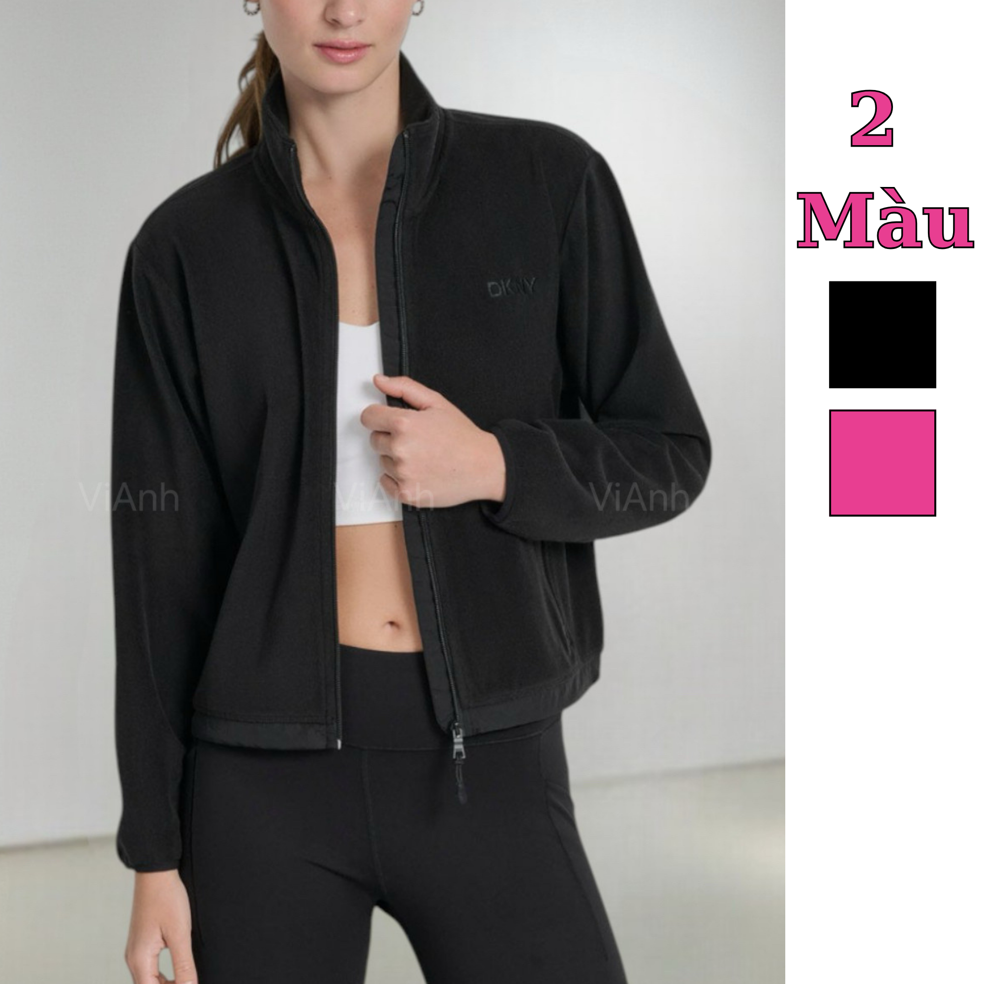 Áo khoác nỉ chữ thêu trước ngực style Âu Mỹ / D5 đen , D6 hồng tím