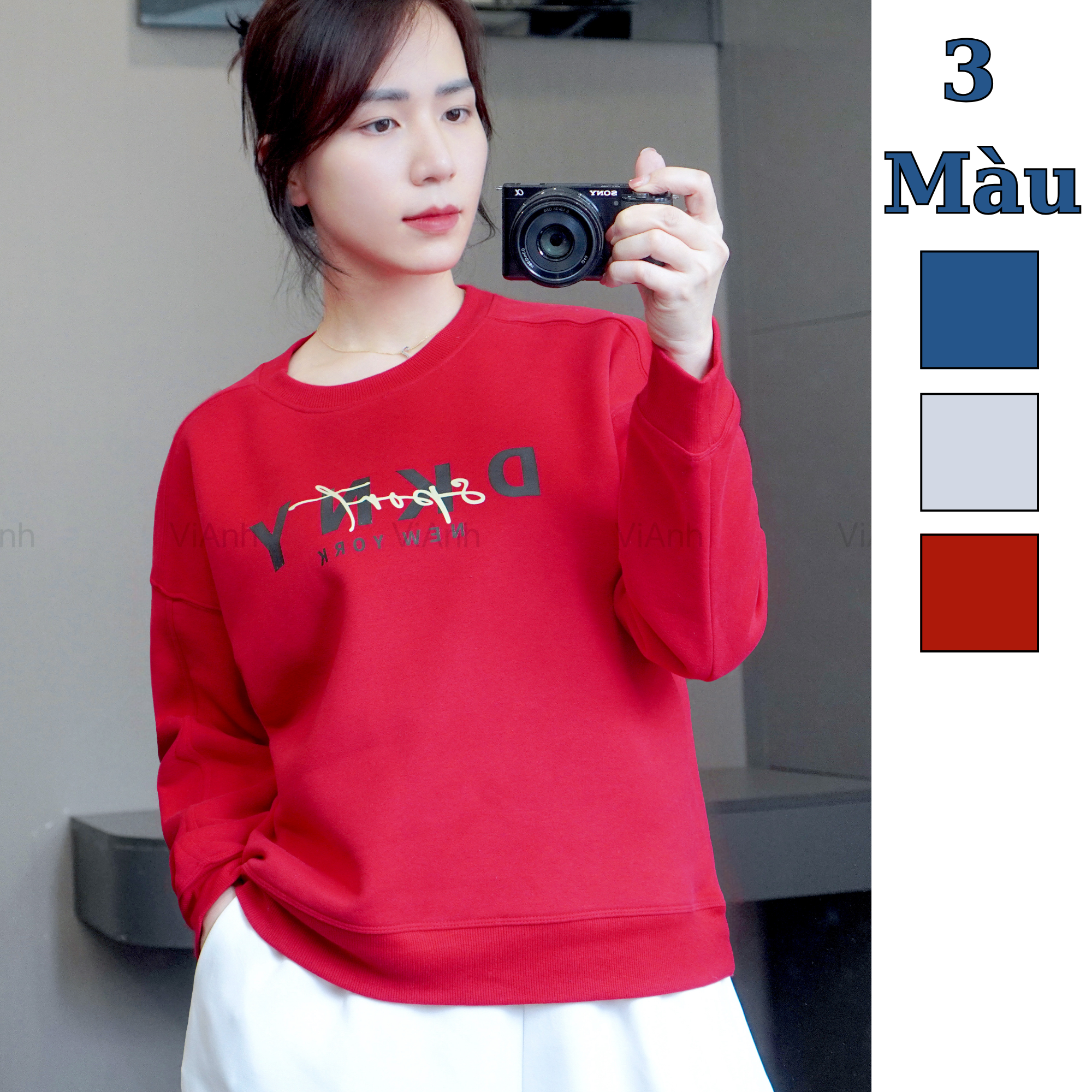 Áo sweater style US DK / Xanh than K68 - Đỏ K69 - Xám K70.