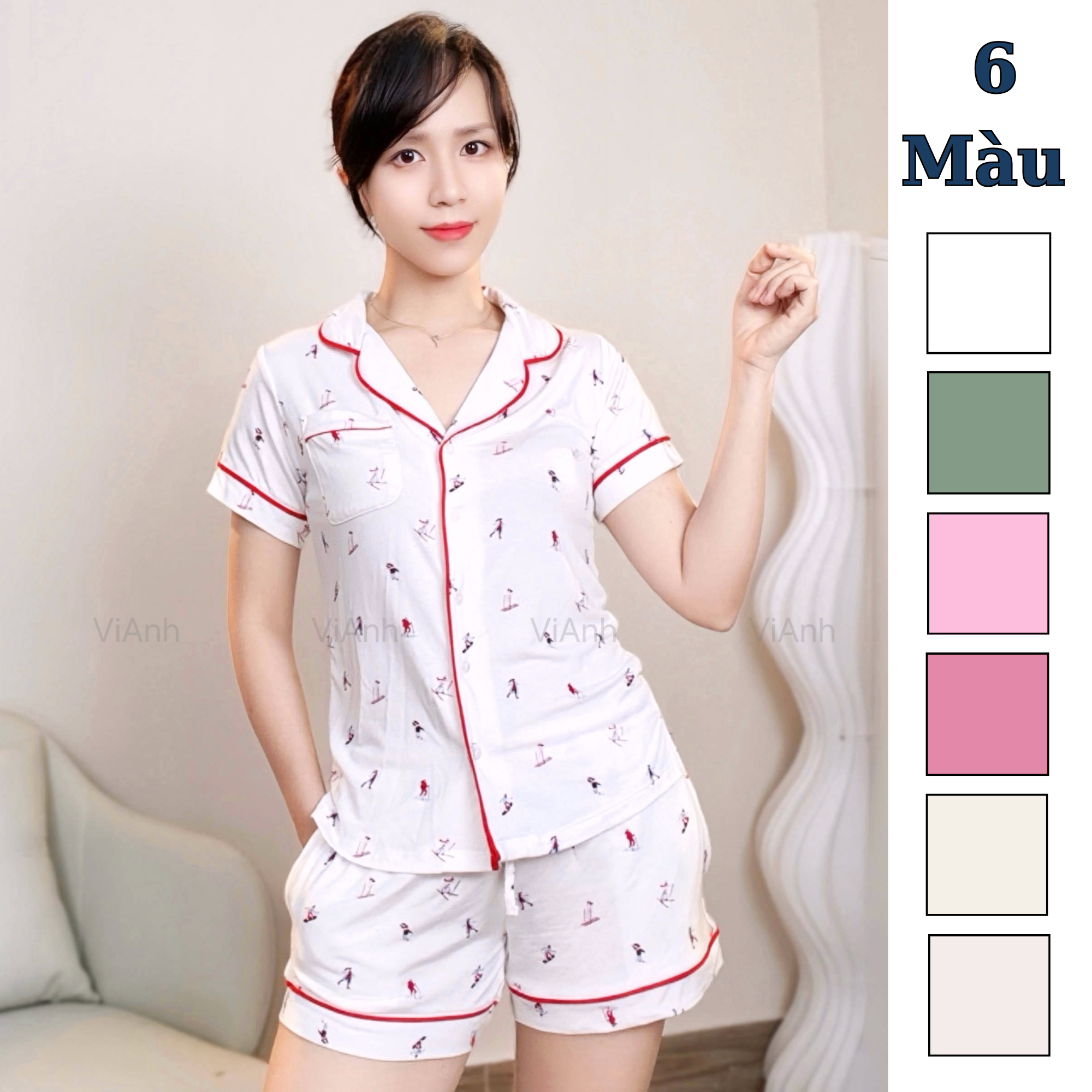 Bộ ngủ ngắn tay siêu mát Vic