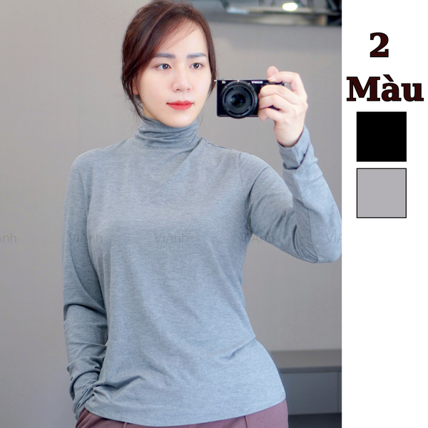Áo thun cao cổ style US UK / T5 Đen - T6 Xám
