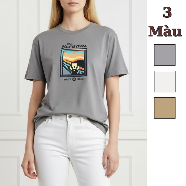 Áo thun in chữ The scream NET / D450 XÁM , D451 BE NÂU , D452 TRẮNG
