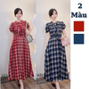 Đầm Váy dài kẻ style US / D500 đỏ kẻ , D501 xanh than