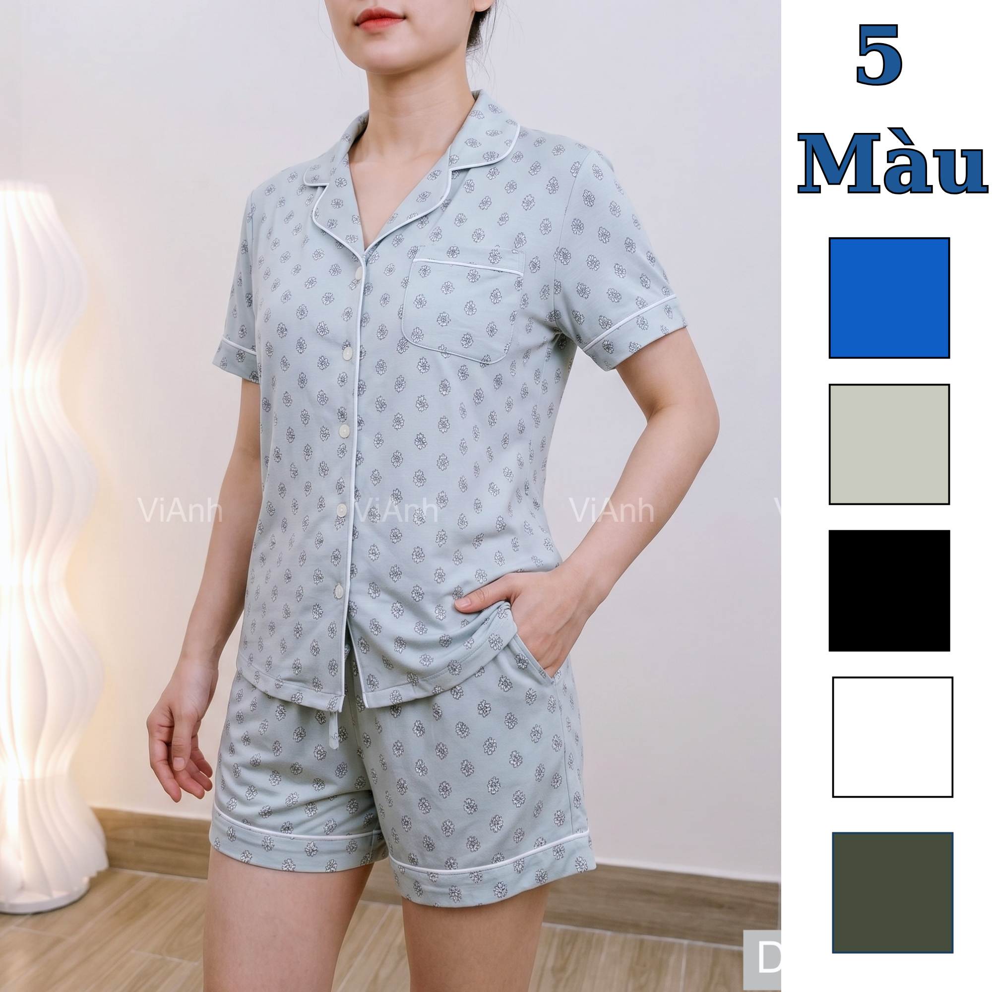 Bộ ngủ ngắn tay siêu mát Vic style US UK