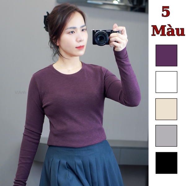 Áo len tăm dài tay style US UK / Đen V3 - Xám V4 - Nâu đỏ V5 - Trắng kem V6 - Be V7