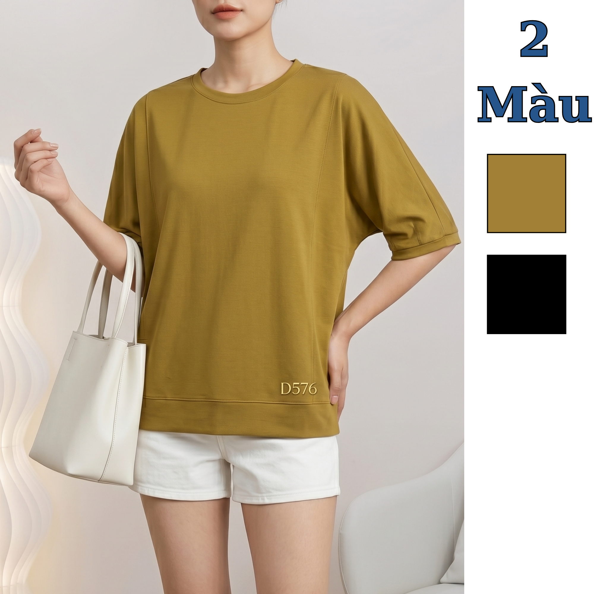 Áo thun ngắn tay Style Hàn / D575 đen , D576 vàng