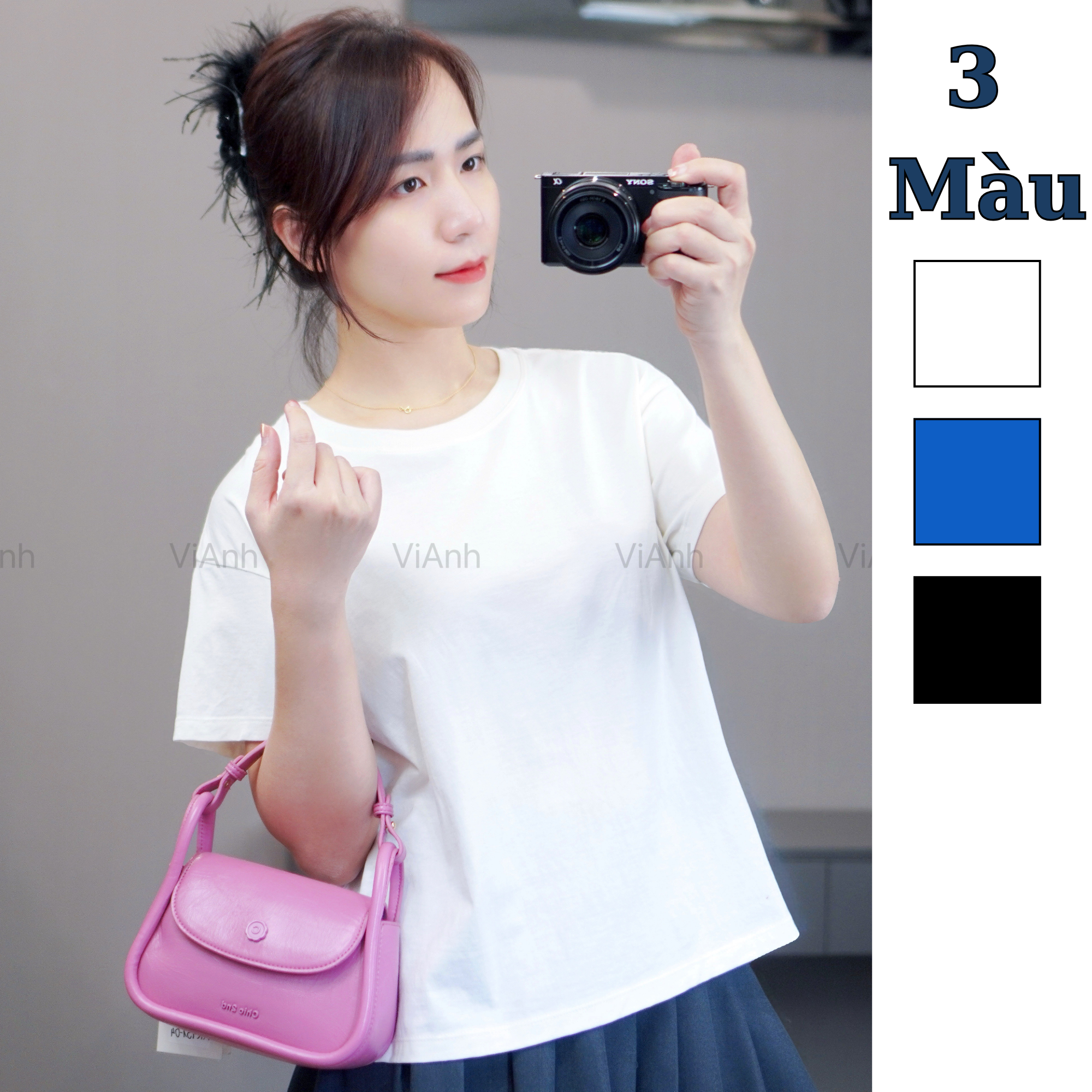 Áo thun trơn US UK / T20 TRẮNG KEM - T22 ĐEN XÁM - T23 XANH ĐẬM