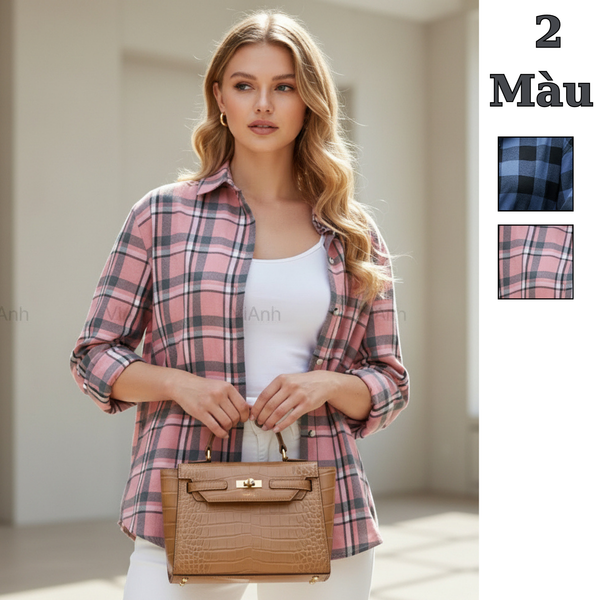 Áo sơ mi kẻ stye Hàn / C323 Hồng - C324 Xanh