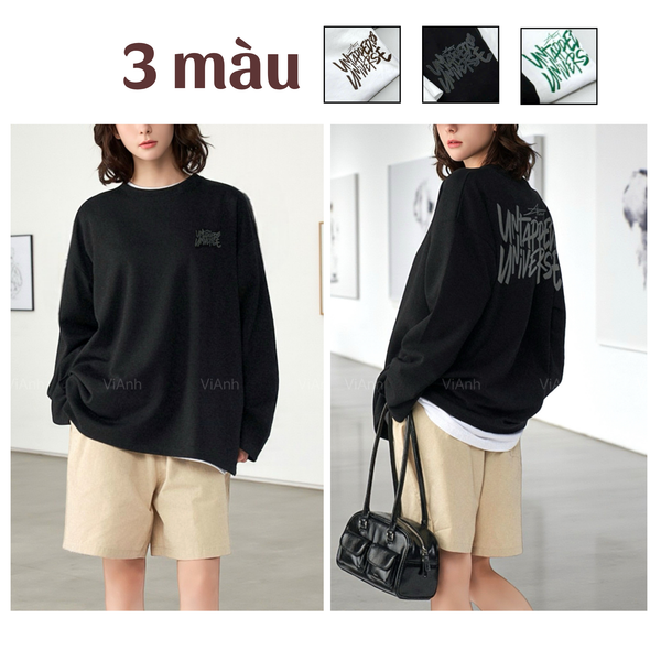 Áo thun dài tay in chữ style Hàn / T33 đen , T34 chữ nâu , T35 chữ xanh