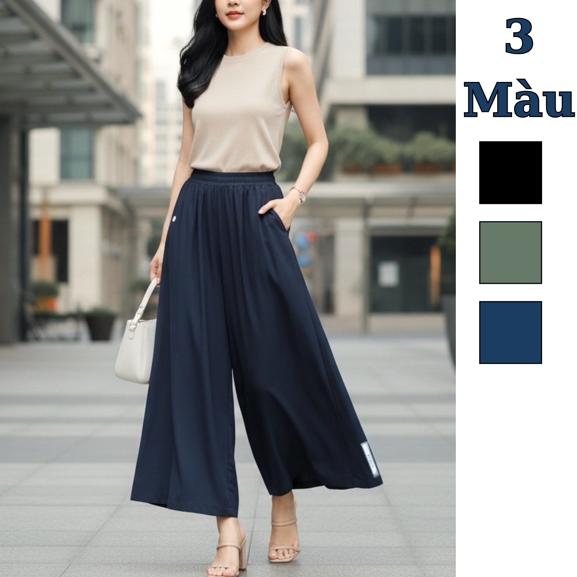 Quần váy ống rộng style Nhật Hàn / D821 xanh than , D822 đen , D823 xanh lá