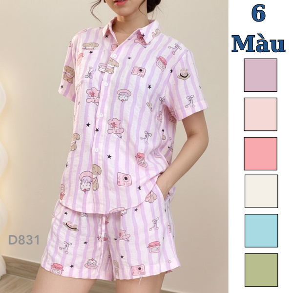 Bộ mặc nhà đùi chất đũi