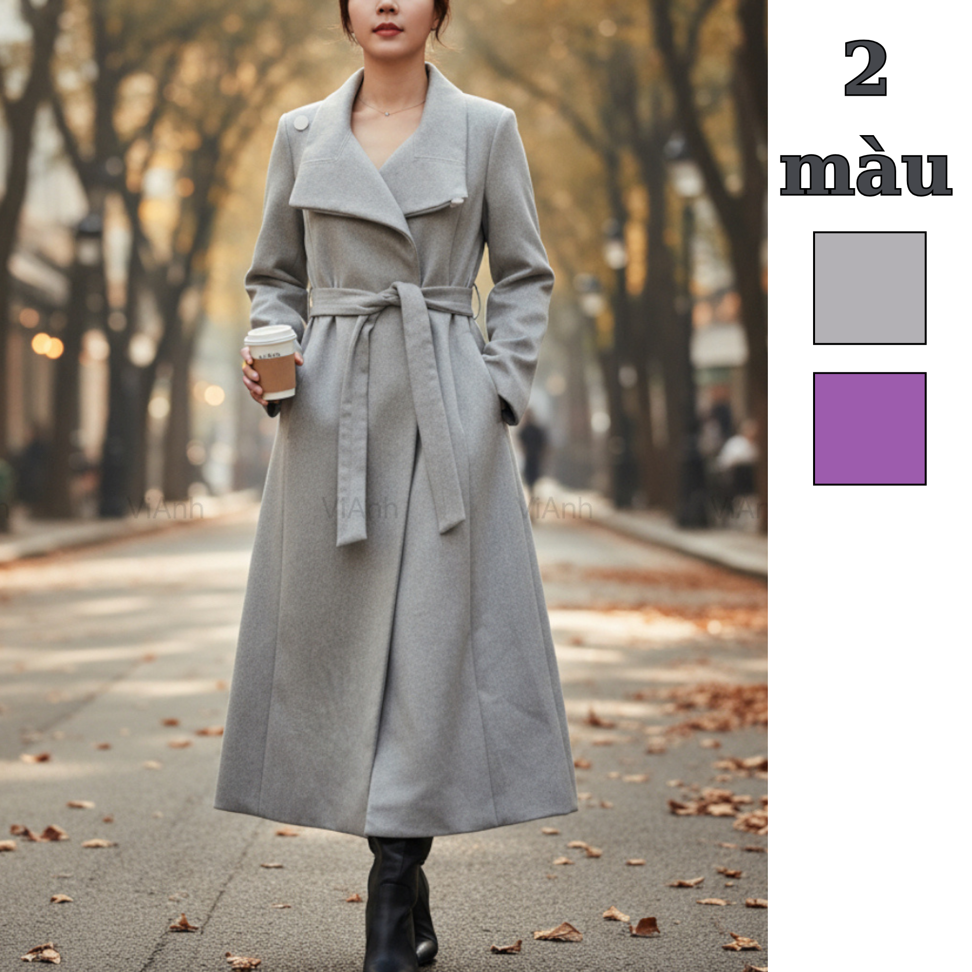 Áo mangto dạ style US UK / Size: 6 = XS / XÁM