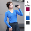 Áo thun gân cổ tim tay bồng style US UK / C5 xanh , C6 đen , C7 hồng , C8 trắng