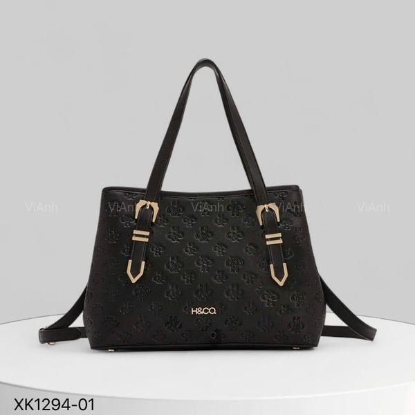 Túi xách D94 style Âu Mỹ phom thang xách tay vân chữ dập chìm CĐC XK1294 / m26 đ31 c22 / ĐEN