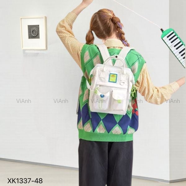 Balo B37 Mr.ACE vải dù XK1337 / 26x30 / TRẮNG