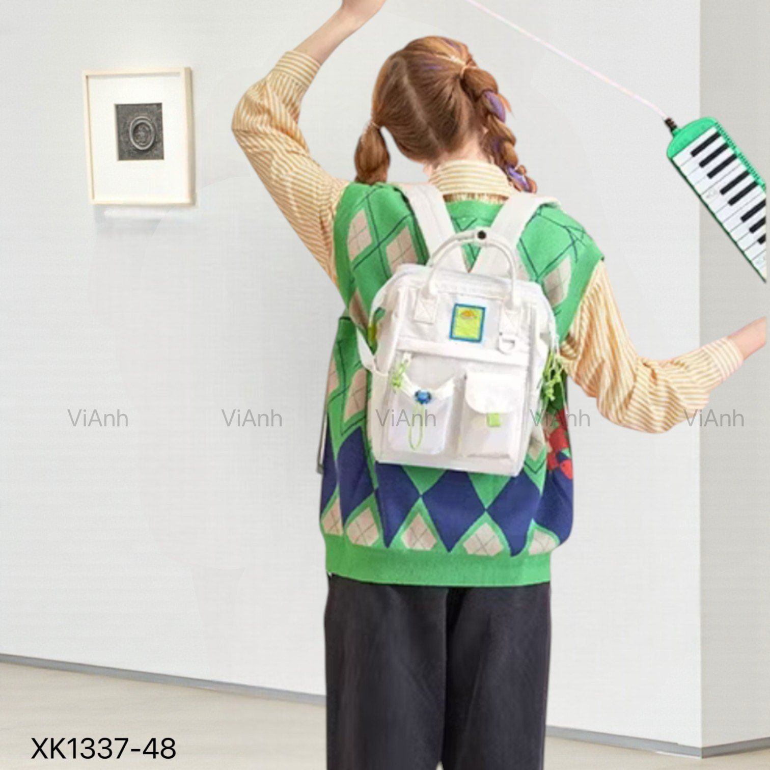 Balo B37 Mr.ACE vải dù XK1337 / 26x30 / TRẮNG