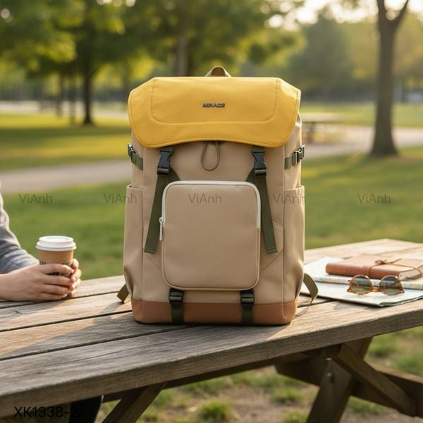 Balo Mr.ACE vải dù V38 / 38x46 / BE PHỐI VÀNG