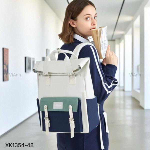 Balo B54 Mr.ACE vải dù XK1354 / 32x42 / TRẮNG PHỐI XANH