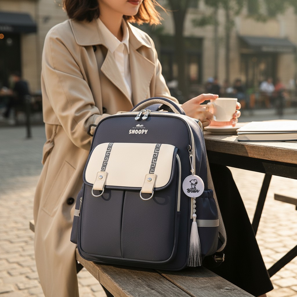 Balo Snoppy vải dù CHR / 26x36 / XÁM