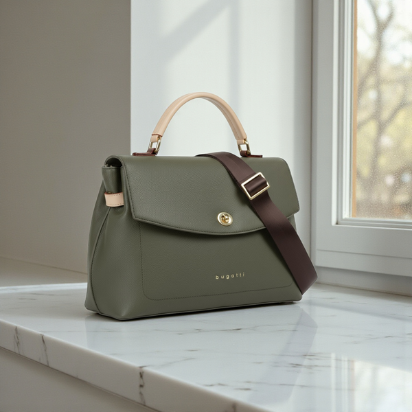 Túi xách Bugatti chữ nhật xách tay CĐC / 34x24 / XANH
