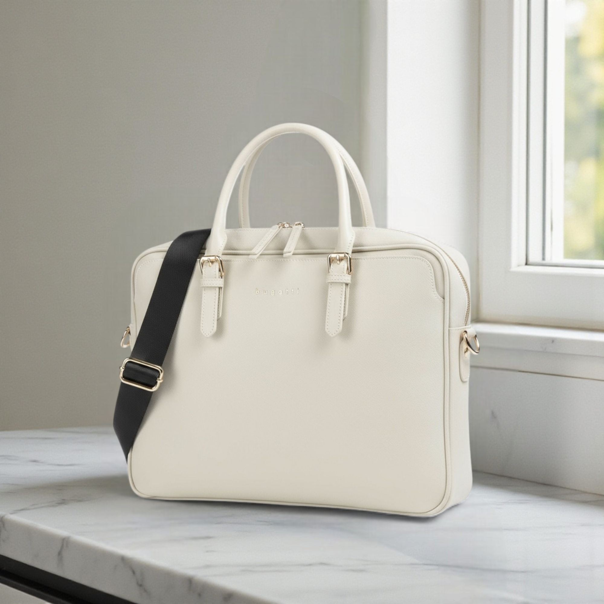 Túi xách B5 Bugatti chữ nhật xách tay CĐC XK1500 / 38x28 / TRẮNG XÁM