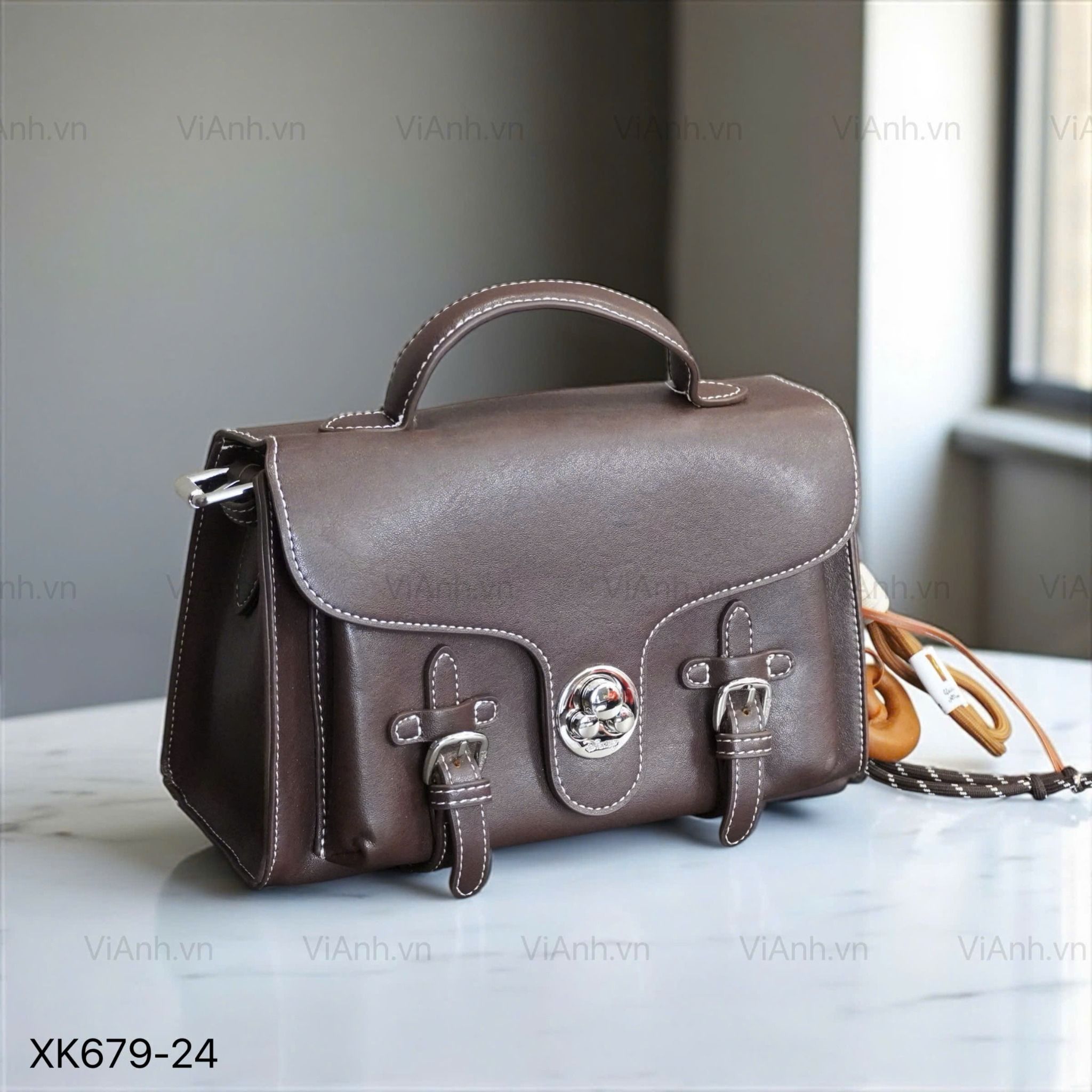 Túi xách B22 chữ nhật xách tay XK679 / 26x16 / NÂU