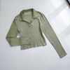 Áo thun D67 gân dài tay cổ polo style Âu A6167 / XANH LÁ