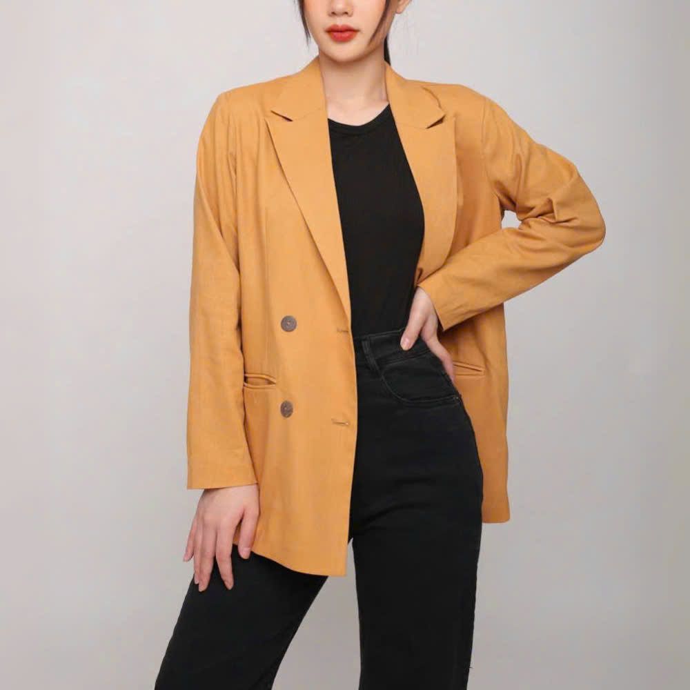 Áo V6 Vest Linen style Hàn / NÂU VÀNG