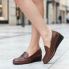 Giày lười slip-on đế cao style US UK / NÂU