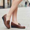 Giày lười slip-on đế cao style US UK / NÂU