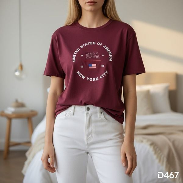 Áo thun in chữ tròn NET / D467 ĐỎ ĐÔ , D468 ĐEN