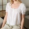 Áo tay bồng cổ vuông style US / D604 trắng , D605 xanh ngọc , D606 xanh than