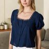 Áo tay bồng cổ vuông style US / D604 trắng , D605 xanh ngọc , D606 xanh than