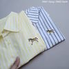 Áo sơ mi KẺ thêu hình ngực Xuất Hàn / D601 vàng , D602 xanh