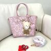 Túi S118 tote mini Happy Heart phom cánh dơi CĐC, CHR / m26 đ20 c20 / HỒNG - NÂU KEM