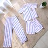 SET đồ ngủ 3 món pijama style Hàn / D681 tím kẻ , D682 hồng kẻ