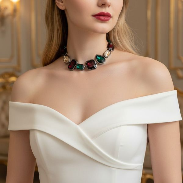 Vòng cổ / dây chuyền style Âu S496 / ĐÍNH ĐÁ NHIỀU MÀU