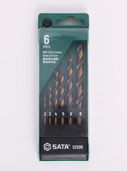 Bộ mũi khoan xoắn Coban vàng đen 6 chi tết SATA 52506
