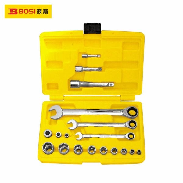 Bộ cờ lê vòng miệng tự động 18 chi tiết BOSI BS401118