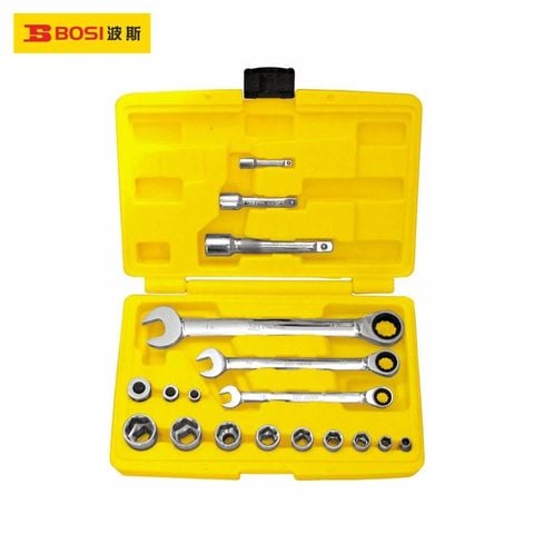 Bộ cờ lê vòng miệng tự động 18 chi tiết BOSI BS401118